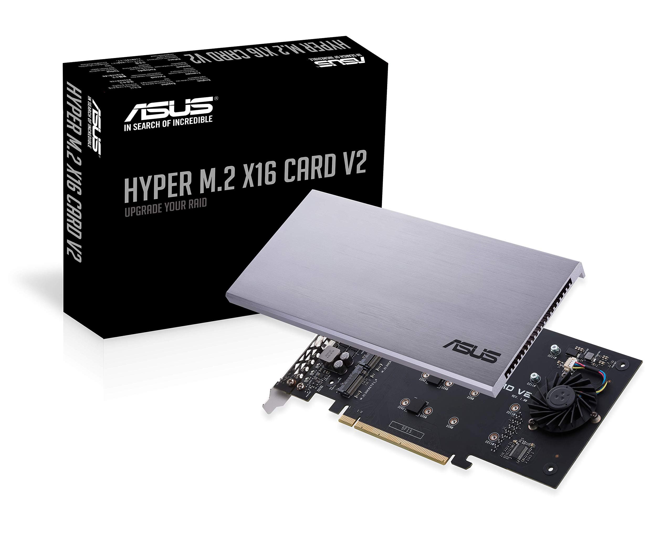 ASUS Hyper M.2 X16 PCIe 3.0 X4 Expansion Card V2 Supports 4 NVMe M.2 (2242/2260/2280/22110) Upto 128 Gbps for Intel VROC and AMD Ryzen Threadripper NVMe Raid