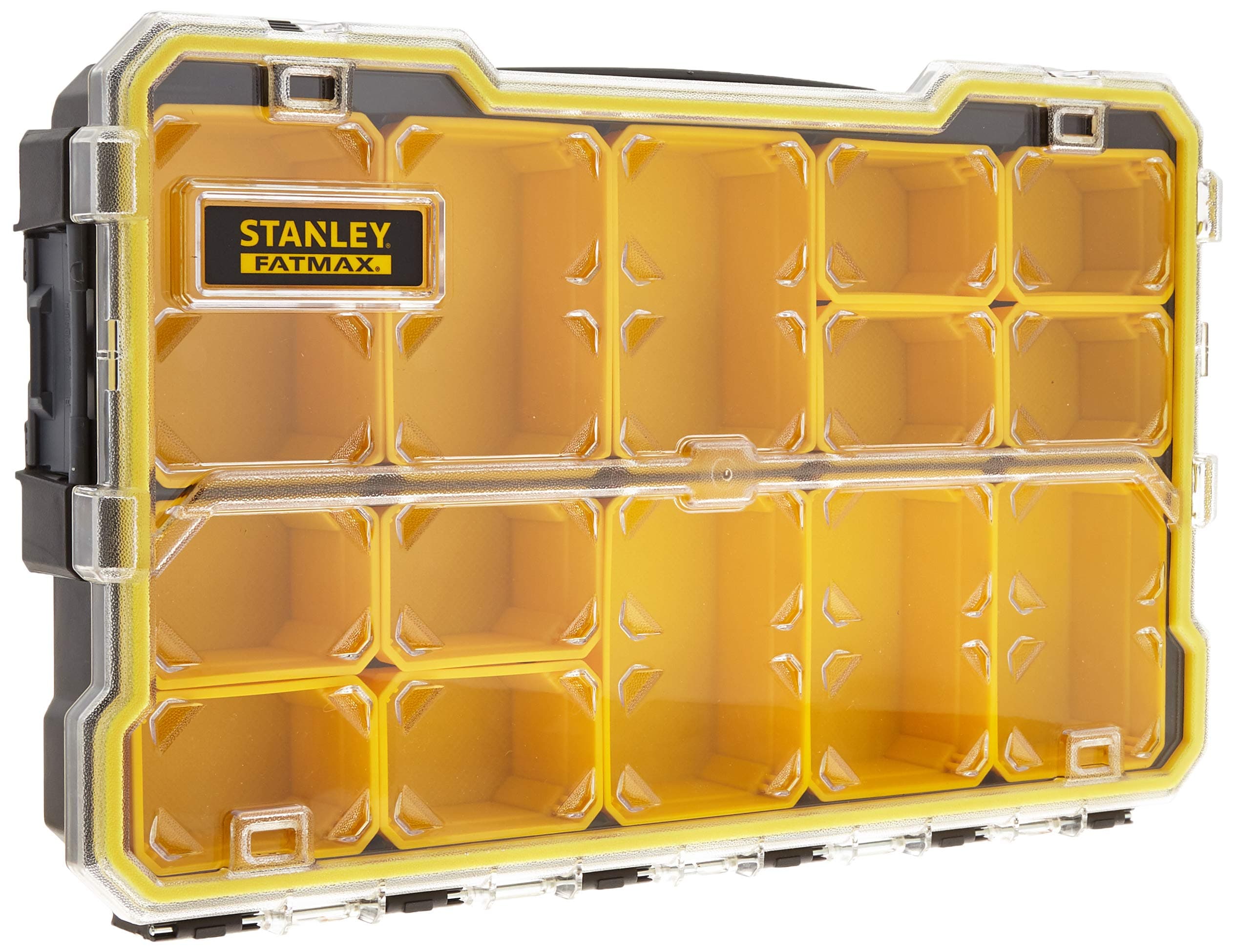 Stanley - FatMax Pro 2/3 Shallow Stackable Storage Organiser for Small Parts, 6 Removable Compartments, FMST1-75779