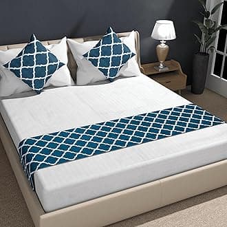 Shri Anand Creations Digital Print Super Soft Fabric Bed Runner Scarf with Matching Cushion Covers/Slipcover Mattress Protector/Bed Linen Scarf/Decorative Set for Bedrooms/Hotel Rooms (Design-9)