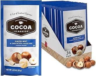 Cocoa Classics Hazelnut Cocoa Mix, Hot Chocolate, Made with Nonfat Milk, Just Add Hot Water, Make Hot or Iced Cocoa, Gluten Free & Kosher Dairy Friendly, 1.25oz Packets (Pack of 36)