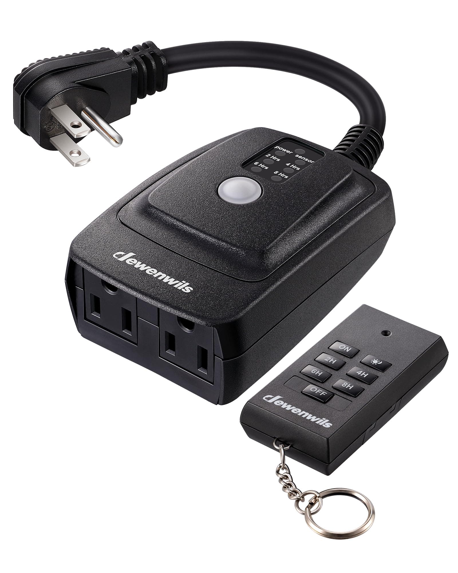 Outdoor Timer Outlet Waterproof, Outdoor Timer for Lights, 100 ft Remote Control with 2 Grounded Electrical Outlets for Outdoor String Lights, 15A 1/2HP UL Listed