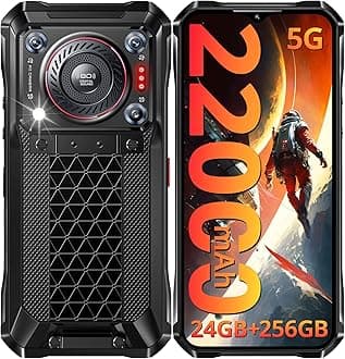 OUKITEL WP33 PRO Rugged Smartphone 5G - 22000mAh(33W), 24GB+256GB, 6.6" FHD+ Cell Phones, Triple 64MP Camera, Dual 5G SIM Android 13 Phone Unlocked, 18W OTG/136dB Loudest Speaker, NFC/GPS/T-Mobile