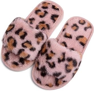 techcity Boys Girls Fuzzy House Slippers Cute Comfy Faux Fur Slip On Fluffy Plush Open Toe Home Slides for Kids Indoor Outdoor Warm Shoes