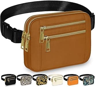 Capolo Fanny Packs for Women Fashion Waist Packs Bag with Adjustable Strap and 4 Zipper Pockets Waterproof Everywhere Crossbody Belt Bag for Workout Running Travelling(Brown, Large)