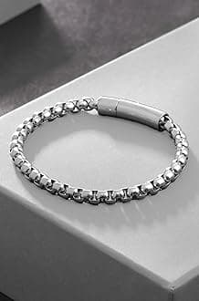 Bracelets for Men and Boys Fashion Bracelet for Men |Silver Toned Durable Stainless Steel Chain Bracelet for Men | Birthday Gift for Men and Boys Anniversary Gift for Husband