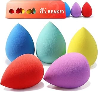 Makeup Sponges 5 Pcs, Non-Latex, Blender Beauty Soft Foundation Sponge, High Density Makeup Sponge for Foundation, Liquid, Creams and Powders (Multi-Color)