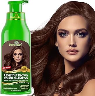 Herbishh Hair Color Shampoo For Gray Hair – Magic Hair Dye Shampoo – Colors Hair In Minutes–Long Lasting–500 Ml–3-In-1 Hair Color–Ammonia-Free | (Chestnut Brown)