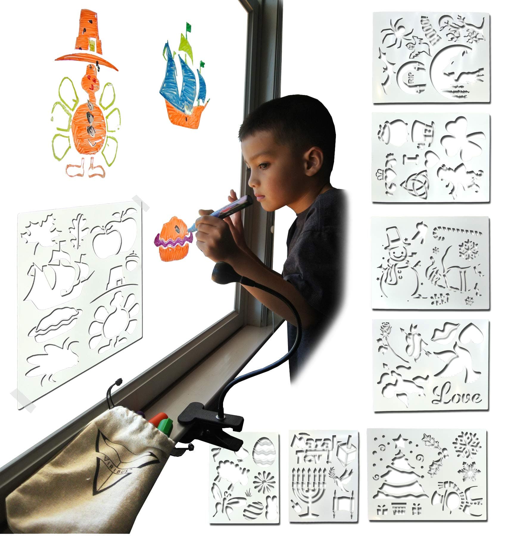 DIY Holiday Window Art Decorating Kit by Viribus.