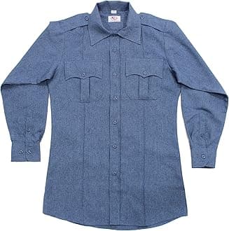 First Class 100% Polyester Long Sleeve Men's Uniform Shirt French Blue - Blue - XL