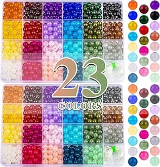 XSEINO 5700PCS 4mm Round Glass Beads for Jewelry Making, 23 Colors Crystal Beads for Bracelets Jewelry Making and DIY Crafts