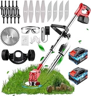 Metal Blade Cordless Strimmer 21v Grass Trimmers 27 Blades 15cm Cutting Diameter Cordless Strimmer Retractable Handle For Lawn Garden