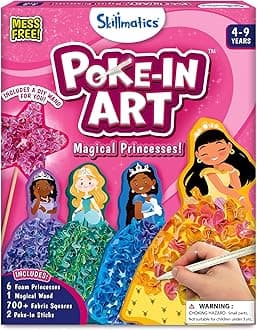 Poke-in Art - Magical Princesses, Mess-Free Fun for Kids, DIY Sewing Craft Kits, Creative Activity, Gifts for Girls & Boys Ages 4, 5, 6, 7, 8, 9