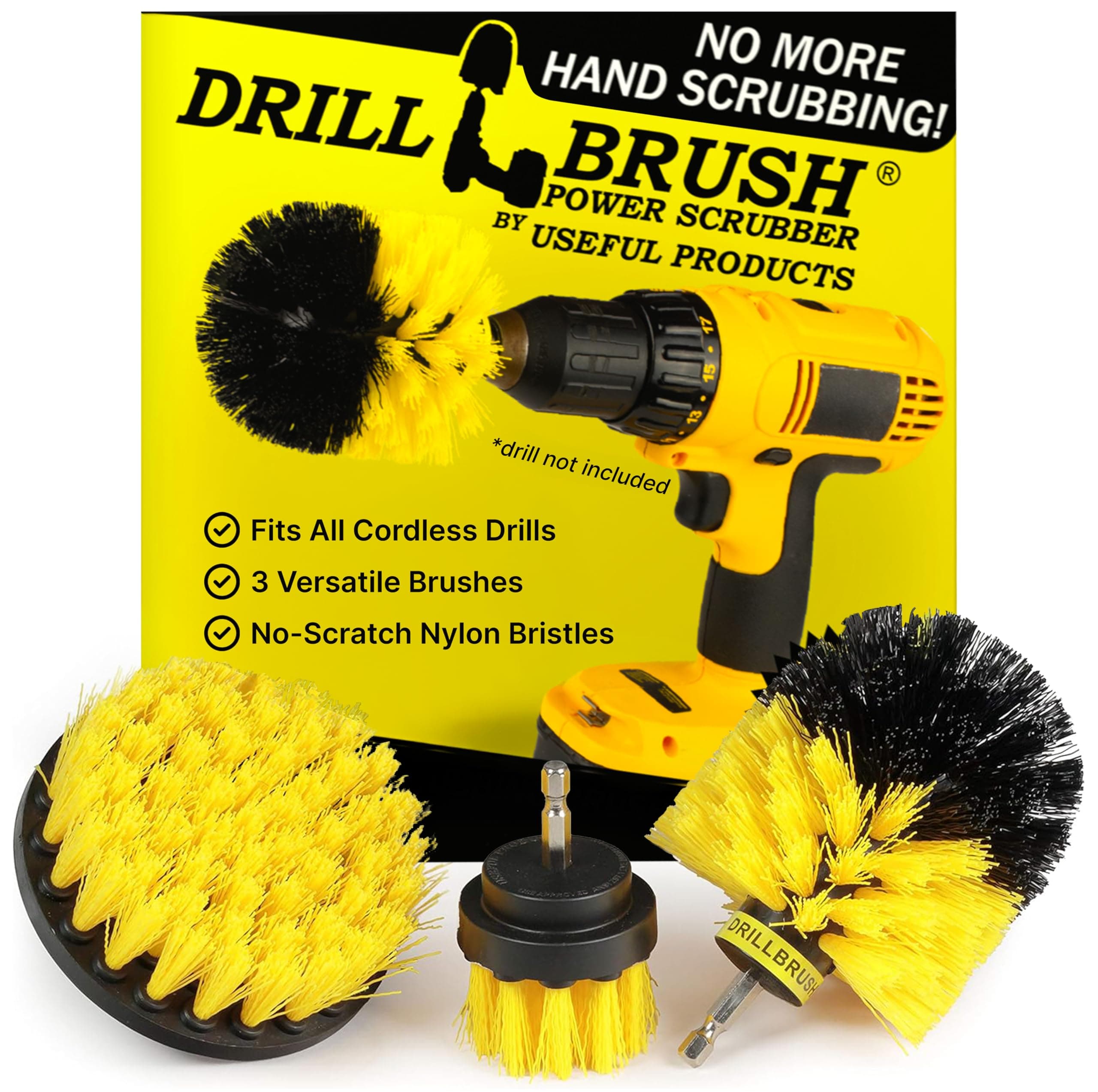 Drill Brush Attachment Set for Bathroom Cleaning – Power Scrubber Brush Kit for Tub, Tile, Shower, and Grout – All-Purpose Household Cleaning Brushes for Drill - Electric Grout Cleaner Kit