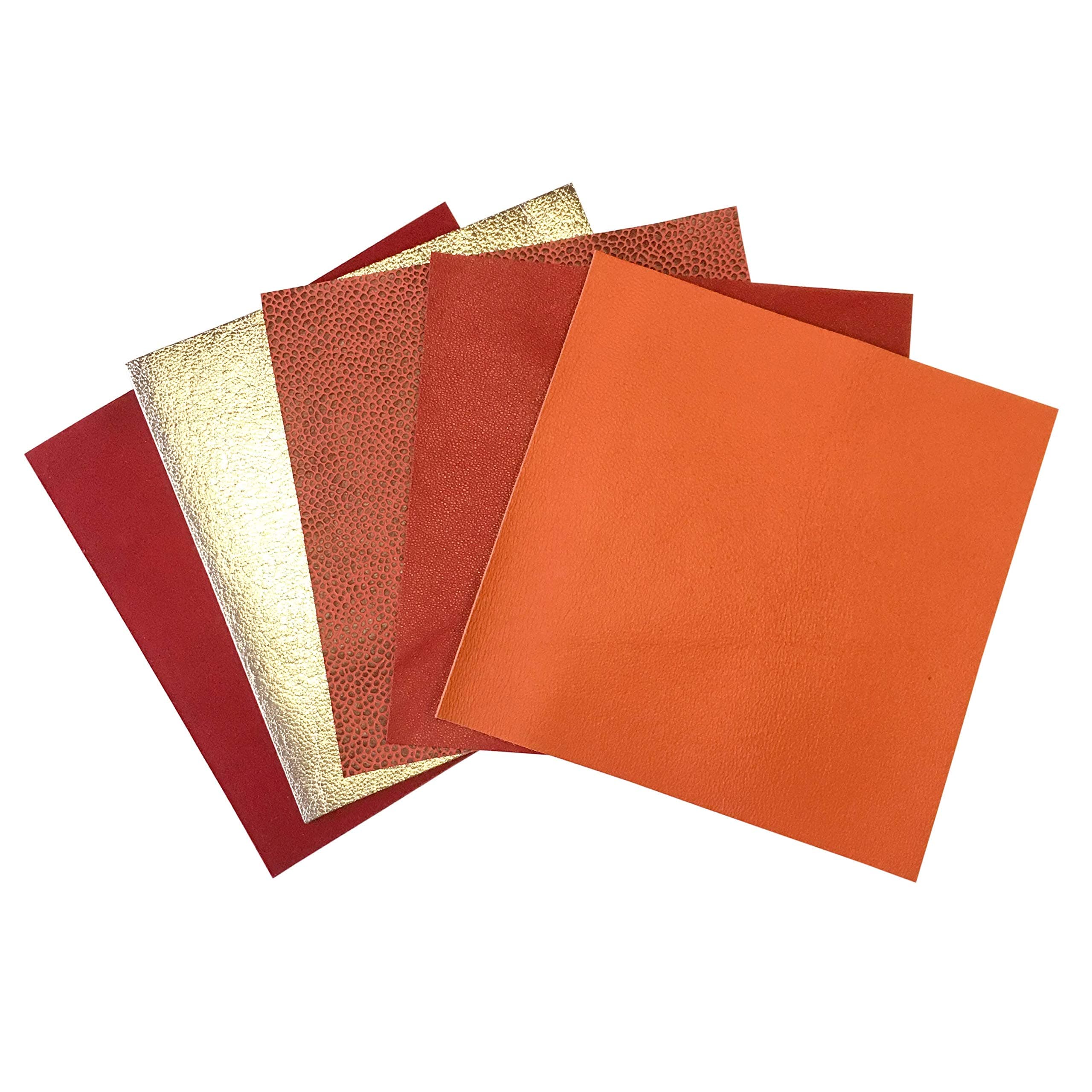 Genuine Leather Sheets for Crafts: 5 leather sheets for crafts RED & ROSE GOLD 5x5 Inches large