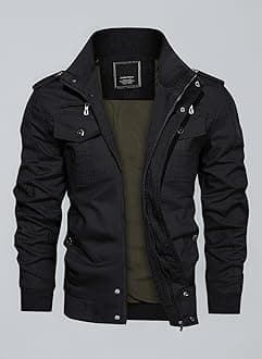 Mens Warm Fleece Cargo Jacket Winter Military Bomber Jackets Windproof Work Coat with Multi Pockets