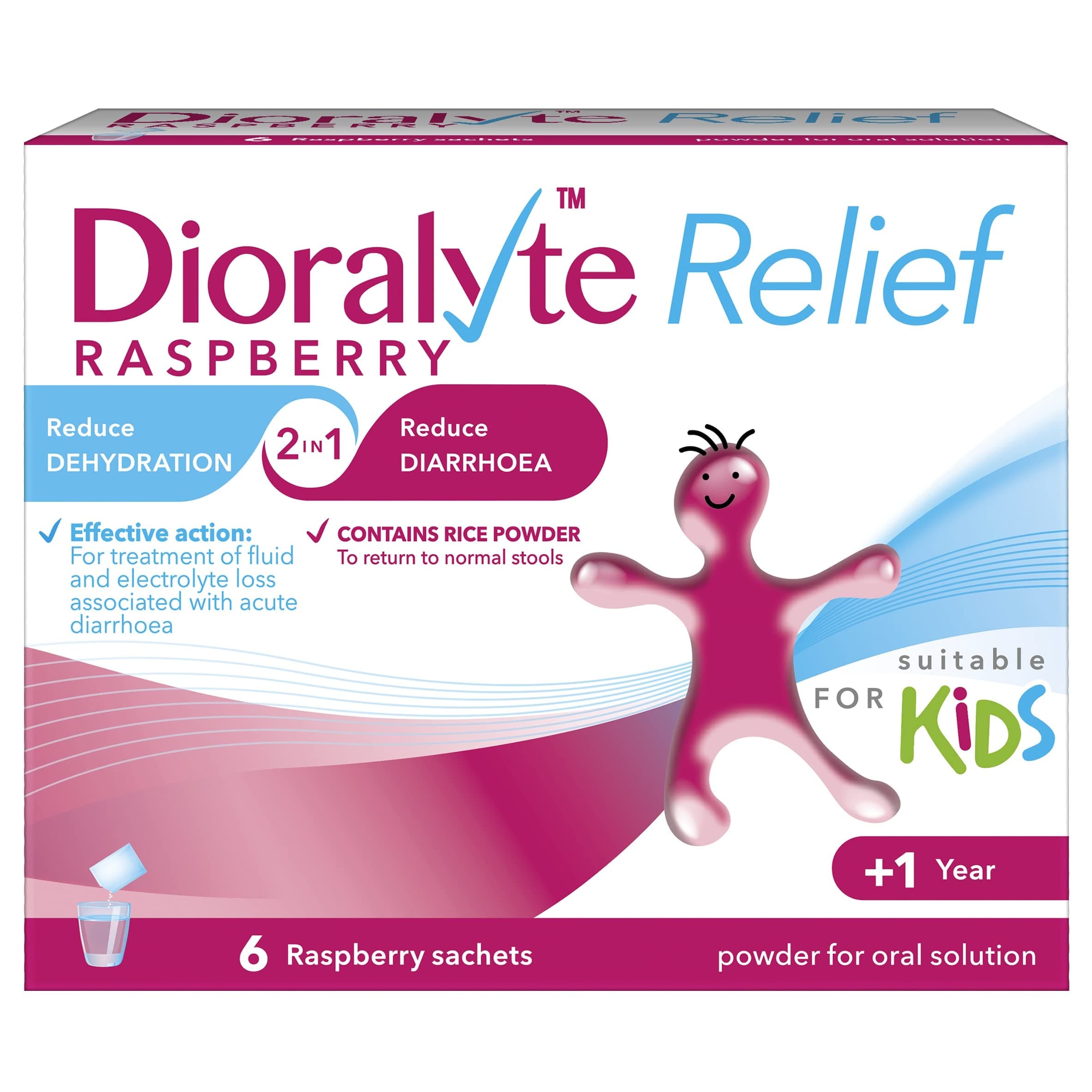 Dioralyte Relief Oral Rehydration Therapy - Raspberry Flavour - 6 Sachets