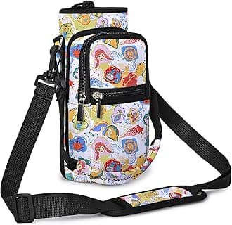 AUPET Water Bottle Sling Bag Sleeve Holder Carrier 25/32/40/64 oz,Insulated Crossbody Water Bottle Case Cover with Strap and Pockets for Men/Women Walking Hiking (Zodiac Fantasy, 32oz)