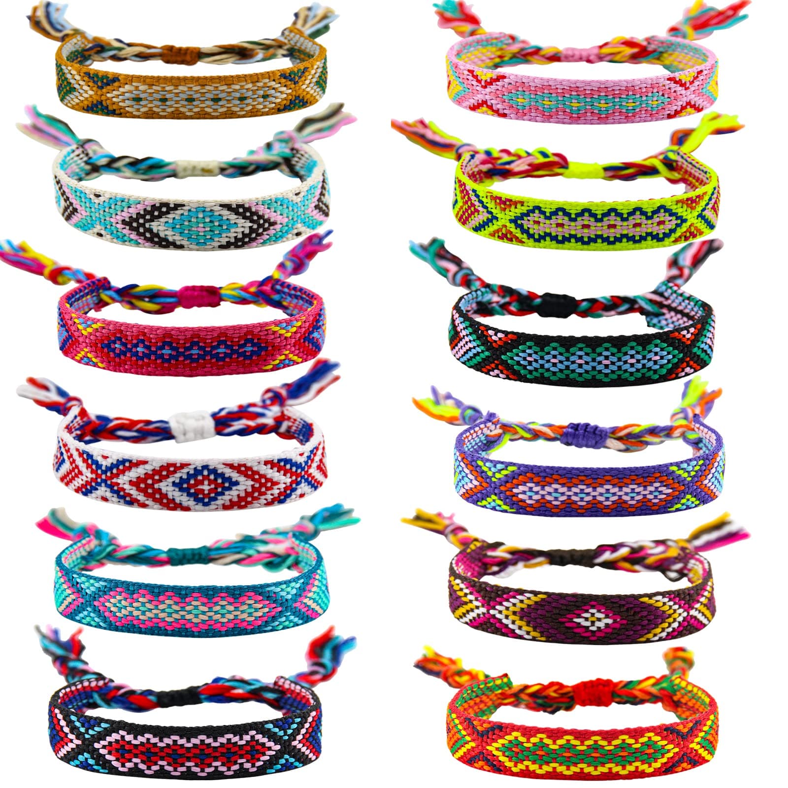 Woven Friendship Bracelets Adjustable Braided Bracelets Handmade Colorful Adjustable String Bracelets with a Sliding Knot Closure for Women