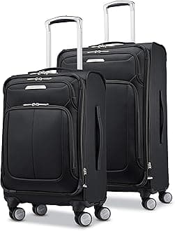 Solyte DLX Softside Expandable Luggage with Spinner Wheels, Midnight Black, 2-Piece Set (20/25)