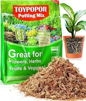TOYPOPOR Orchid Potting Mix (6qts) for Repotting with Moss Pine Bark Mulch Perlite Stone and Coco Peat Natural Ingredients, Orchid Bark Potting Mix Orchid Repotting Kit Drainage Indoor Potting Medium