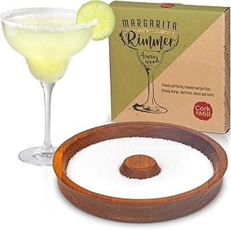 Cork & Mill Bar Glass Rimmer, Margarita Salt Dish Made from Acacia Wood, Rim Cocktails with Salt or Sugar, For Glasses up to 5.5" Wide
