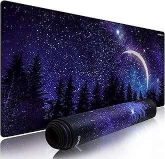 EXCOVIP Gaming Mouse Pad XXL, Wrapped Mouse Pad Anti-Slip Rubber (900x400mm) For Computers, PC and Laptops (Moon and Star)