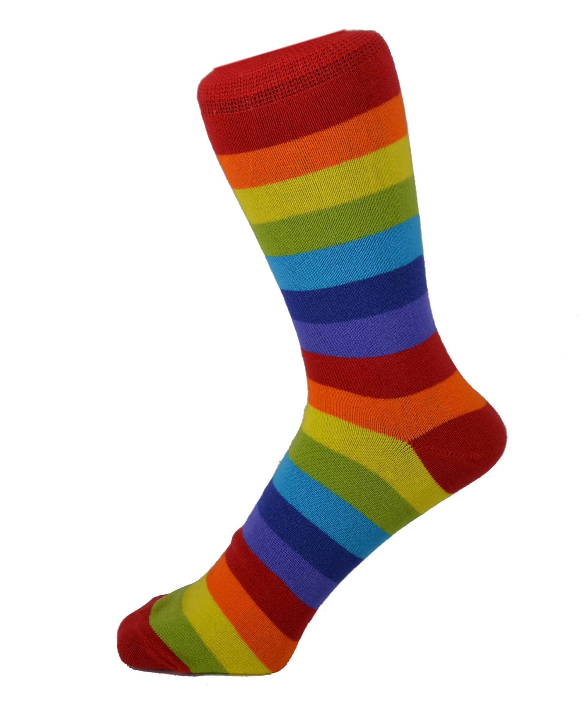 Mens Cotton Rich Striped Pattern Ankle Socks One Size 6-11 (Rainbow)