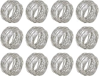 ARN Craft Silver Round Mesh Napkin Rings- Set of 12 Christmas, Dinner Parties,for Weddings Dinner Parties or Every Day Use (CW- 07-12)