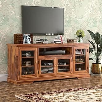 Sheesham Solid Wood Natural Finishing Tv Entertainment Unit for Home| for Bedroom - 18X70X30 Inch (Honey)