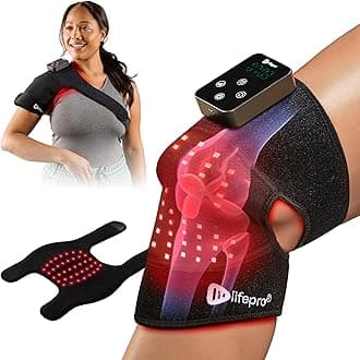 Red Light Therapy for Knee Brace – Portable Knee Massager with 660nm Red & 850nm Infrared LEDs - Vibration & Pulsed Modes - Biorecover Rechargeable Light Therapy Device for Joint Wellness