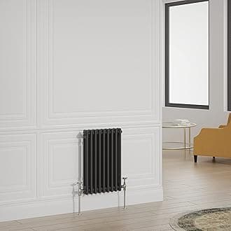 Warmehaus Traditional Radiator Double Column Black Horizontal Cast Iron Style Central Heating Radiator - 600x425mm