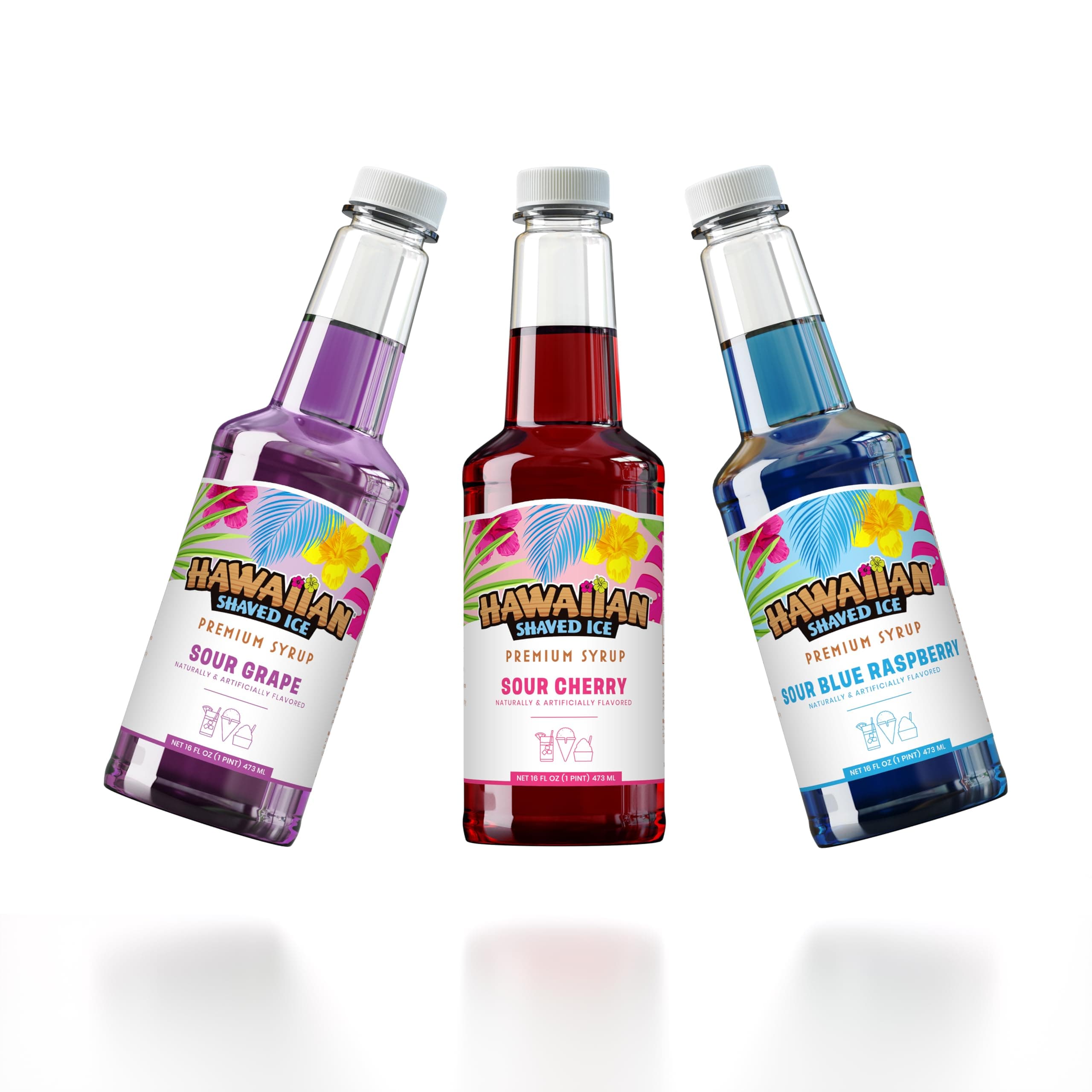 Syrup Pint 3-pack, Sour Cherry, Sour Grape, & Sour Blue Raspberry, For Slushies, Italian Soda, Seltzers, Popsicles, No Refrigeration Needed, Allergy-friendly