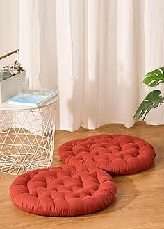 Premium Cotton Floor Cushion | Luxurious Comfort & Microfiber Fill 60X60 CM Large Size for Meditation | Floor Cushion | Pooja | Living Room | Pets | Outdoor Maroon(Pack of 2)