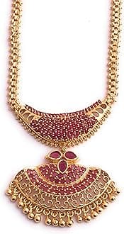 Sasitrends1 Gram Micro Gold Plated Big Pendant Chain Necklace for Women & Girls