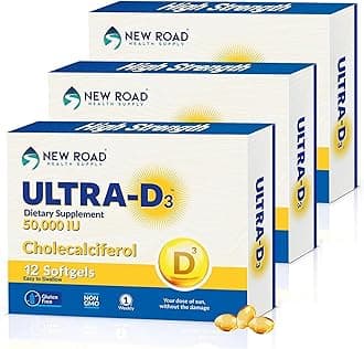 ULTRA-D3 New Road Health Supply, High-Potency Vitamin D3 50,000 IU, Once-Week...
