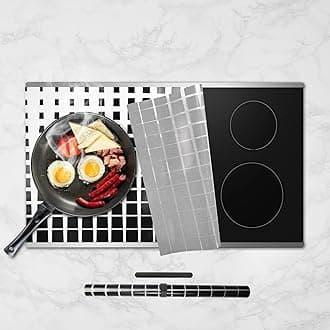 Checkered Large Induction Hob Protector Mat, Advanced Silicone Cover for Induction Hobs - (Magnetic) Cooktop Scratch Protector for Induction Stove (78x52cm, Black_ White)