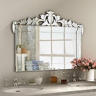 KOHROS Largr Wall Mounted Rectangle Mirror for Wall Decor Venetian Mirror for Living Room, Bathroom, Bedroom(W 41" x H 35" Rectangle)