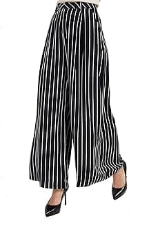 Tronjori Women High Waist Casual Wide Leg Long Palazzo Pants Trousers Regular Size