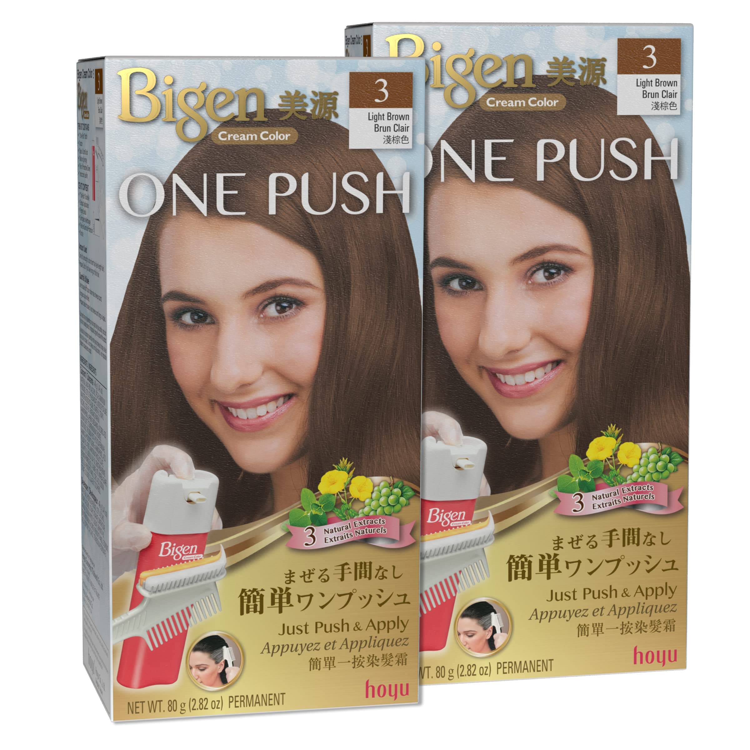 Bigen One Push 3 Light Brown - 2 Pack