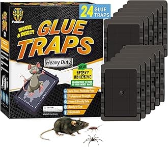 Glue Mouse Traps Indoor for Home (24 Pack), Small Glue Mice Traps, Pre-Baited Peanut Scent Sticky Mouse Traps for Small Mice, Insects, Rodent, Bug & Spiders, Pet & Family Safe (Small, 24pk)