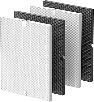 Smilyan 2 Sets 116130 Filter H Replacement for Winix 5500-2 Air Purifier, Includes 2 Pack Ture HEPA Filters + 2 Pack Activated Carbon Pre-Filters