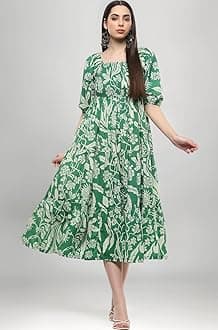 BIBA Women Maxi Cotton Tiered Dress