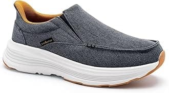 OrthoComfootMen's Orthopedic Slip On Loafers with Arch Support: Comfortable Plantar Fasciitis Orthotic Shoes for Plantar Fasciitis, Canvas Thick Sole Walking Shoes for Foot and Heel Pain Relief
