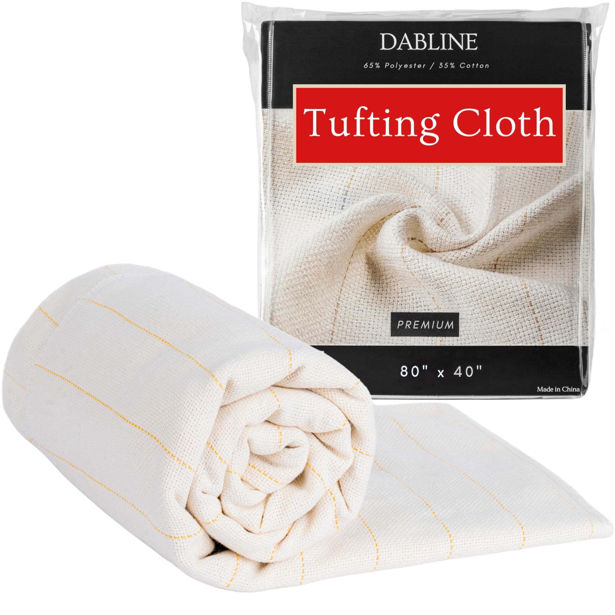 DABLINE 80" x 40" Large Overlocking Primary Tufting Cloth for Rug Tufting with Marked Lines, Monks Cloth for Punch Needle 6.6x3.3 feet