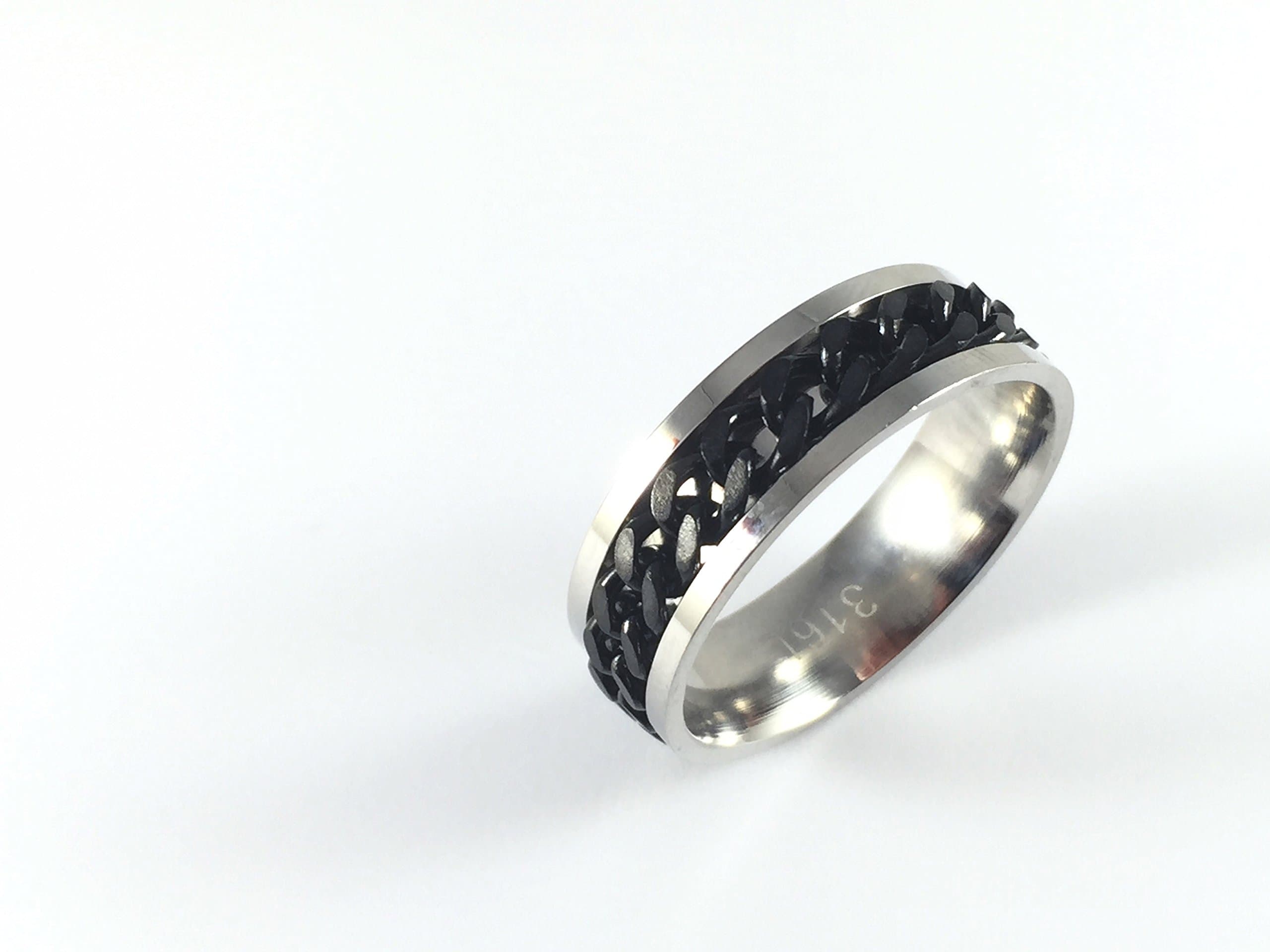 Stainless Steel Ring - Chain Link Spin Band