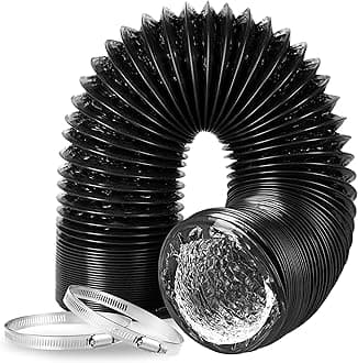 InfiniPower Dryer Vent Hose, 4" Insulated Flexible Duct 25FT with 2 Clamps, Heavy Duty Four Layer Protection for Heating Cooling Ventilation and Exhaust, 4" x 25', Black