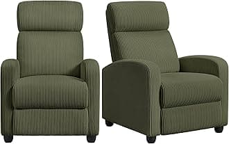 2-Seat Corduroy Pushback Recliner Chair Living Room Chair with Thick Seat Cushion and Backrest Reclining Chair for Living Room Dark Green