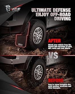 MZS Mud Flaps Splash Guards Compatible with Truck Pickup SUV Car Off-Road Vehicles, Universal Offset Fender Mudflaps Mudguards Sediment/Dirt/Debris Protection for Front or Rear, Pack of 2