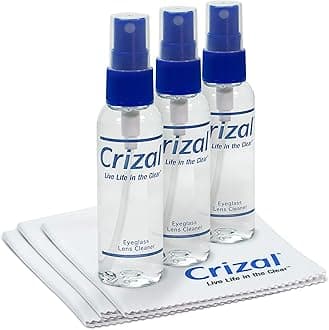 Crizal Lens Cleaner (2 oz) with 6 1/2" x 6 1/2" Microfiber Cloth - #1 Doctor Recommended Crizal Anti Reflective Lenses-3 Pack