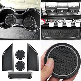 Auprite Non-Slip Mats for Mustang Accessories 2015-2023, Custom Fits Cup Holder Liners Mats Door Pocket Center Console Liners,5Pcs (Gray)